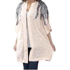 Haute Hippie Tribe Women's Woven Cardigan Sequin Embllshmnt Pink - Regular